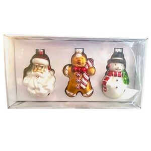 Merry‎ Moments Christmas Ornaments 3pc Set 4x2 Santa Snowman Gingerbread Festive